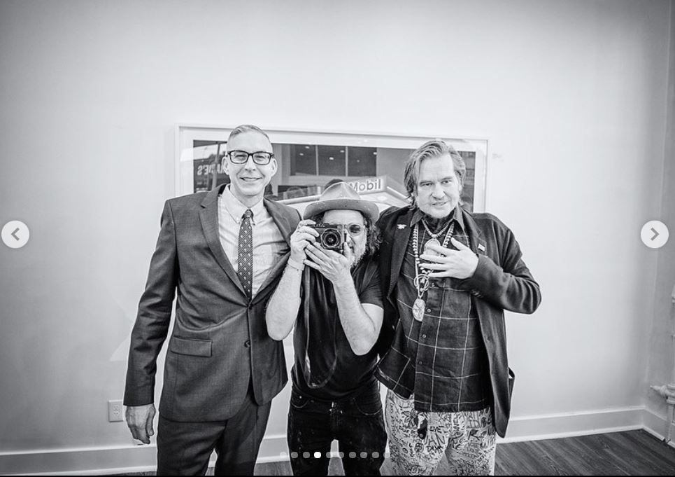 Val Kilmer pictured with Eric Nash at Kilmer's gallery opening
