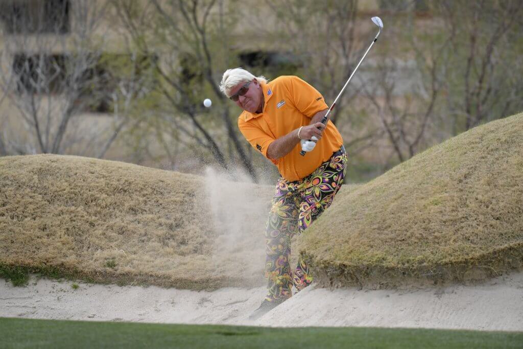 John Daly rocking Loudmouth's bright red 'Particle Accelerator