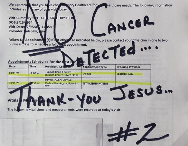 Gregg Leakes Cancer Results