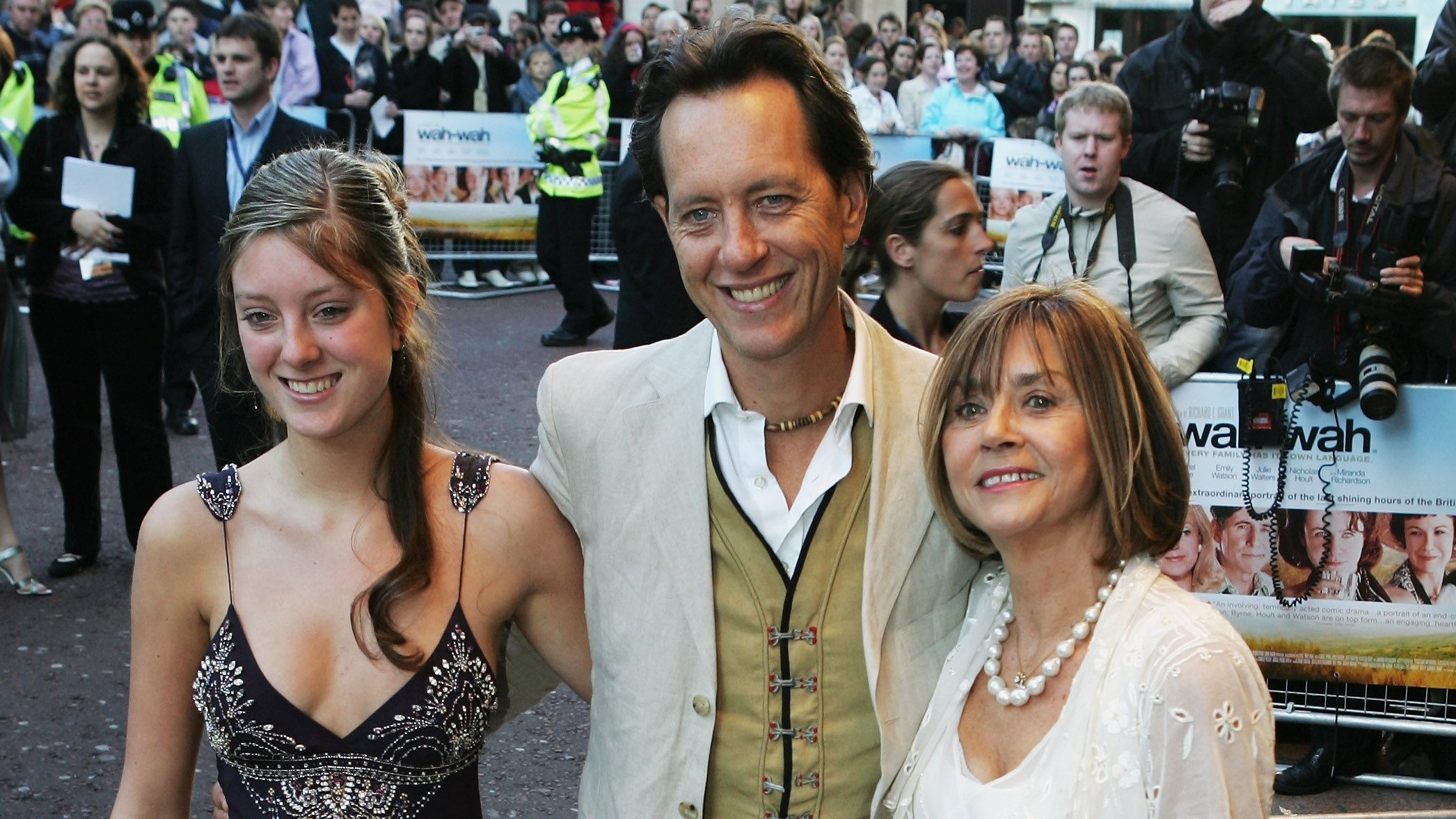 Actor Richard E. Grant and his daughter Olivia and wife Joan Washington in London. (Getty Images)