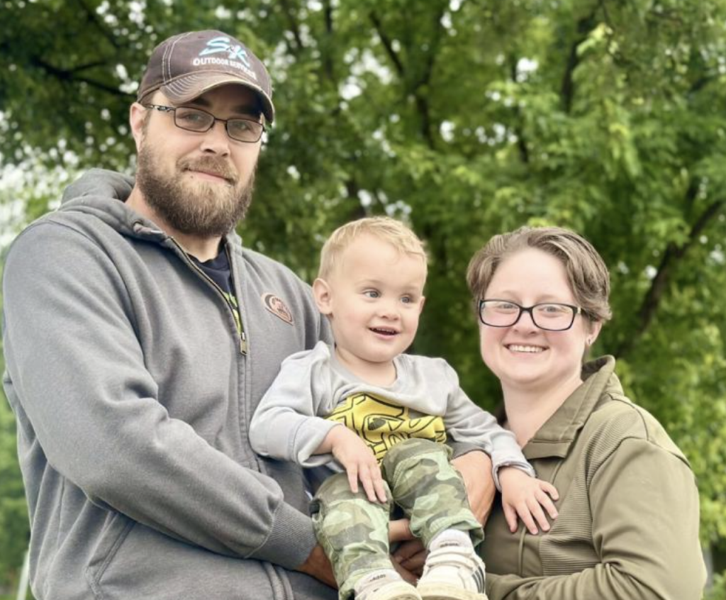 Kristin Edwards is pictured with her son and boyfriend (Morrison County Record)